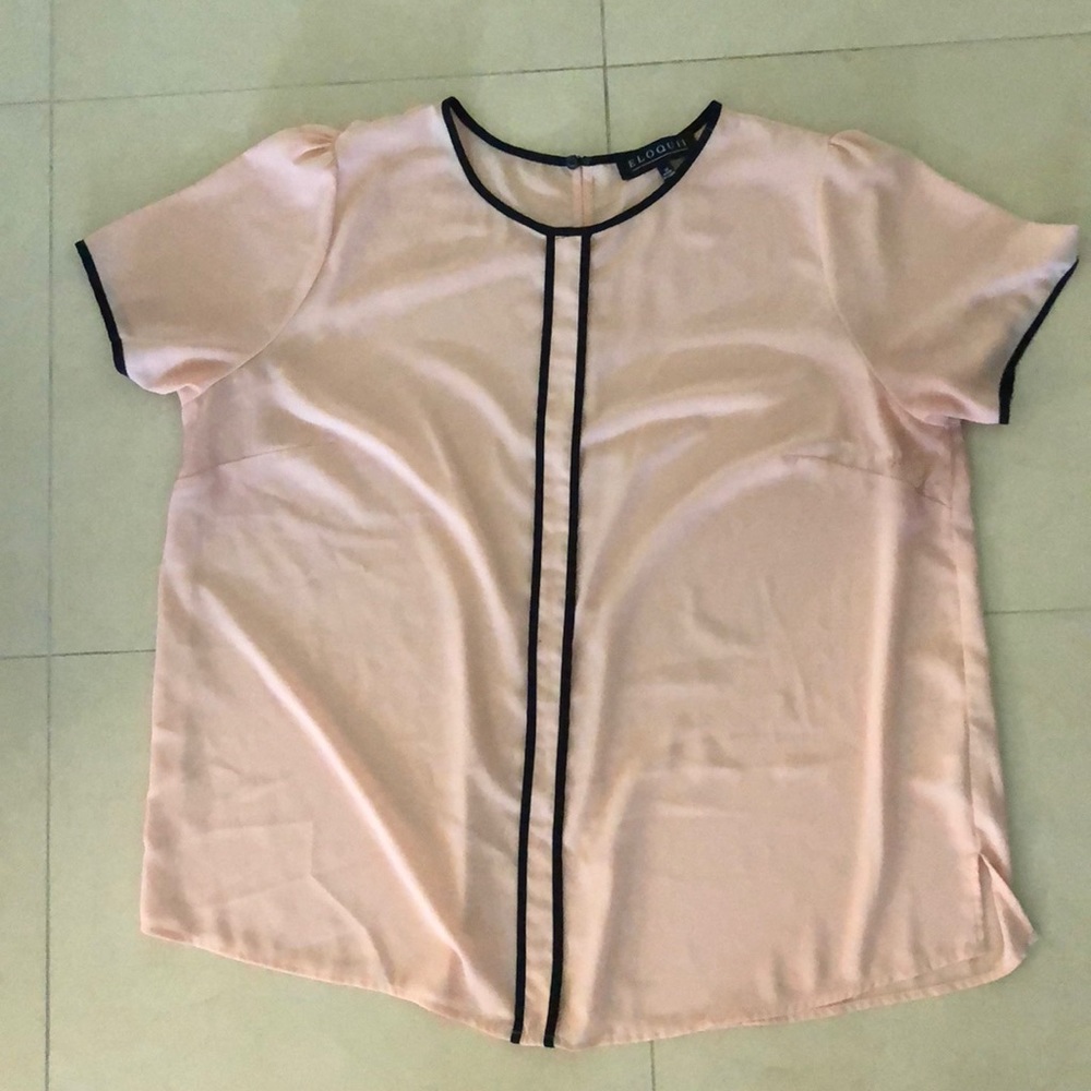 Nude Eloquii Blouse with Black Trim - Size 18
